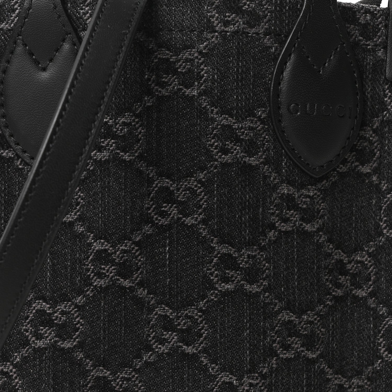Denim GG Monogram Calfskin Mini Ophidia Tote Bag Black