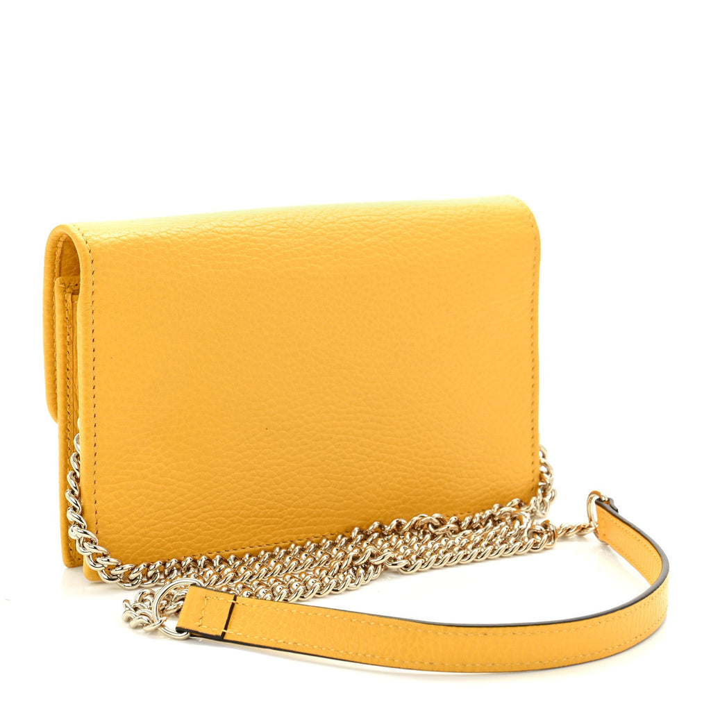 Dollar Calfskin Interlocking G Chain Wallet New Buttercup