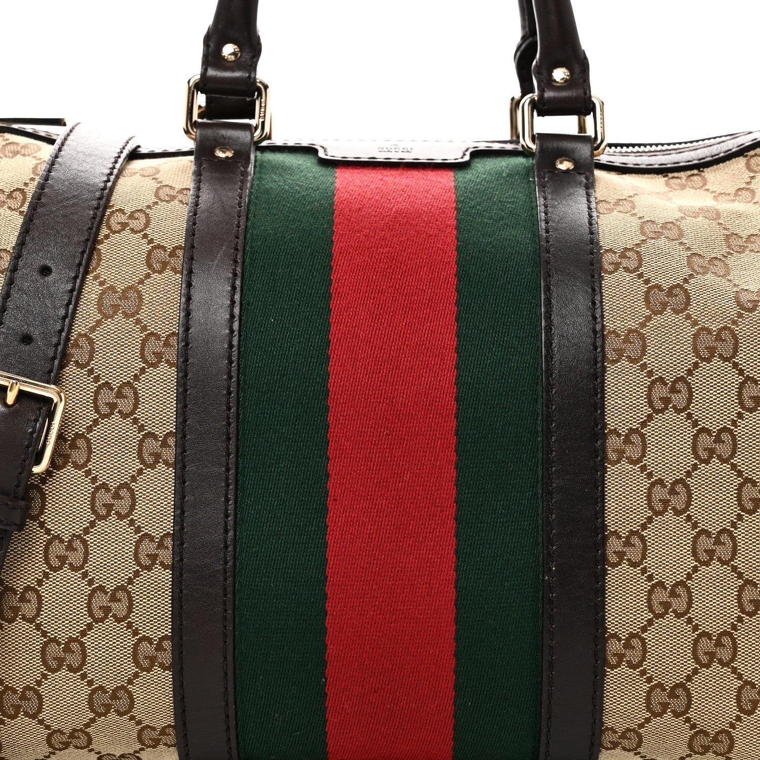 Monogram Selleria Calfskin Vintage Web Medium Boston Beige Ebony Cocoa