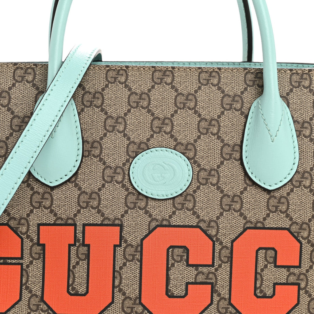 GG Supreme Monogram Textured Dollar Calfskin Web Gucci Tiger Small Retro Interlocking G Tote Bag Multicolor