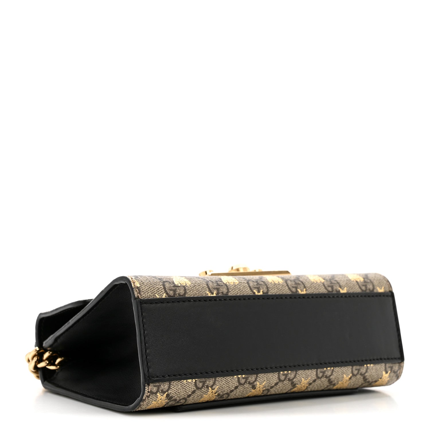 GG Supreme Monogram Bees Small Padlock Shoulder Bag Black