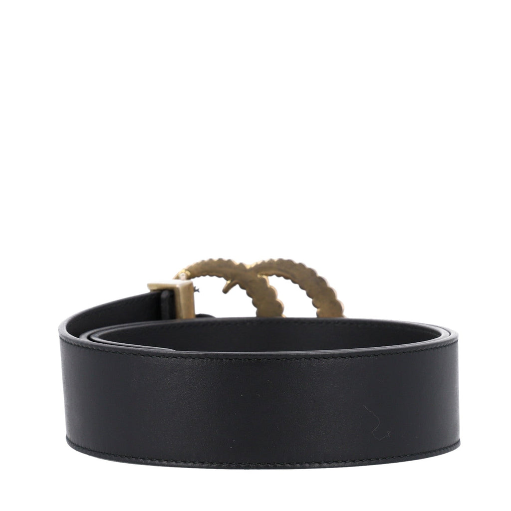 Moon Calfskin Torchon Double G 40mm Belt 90 36 Black