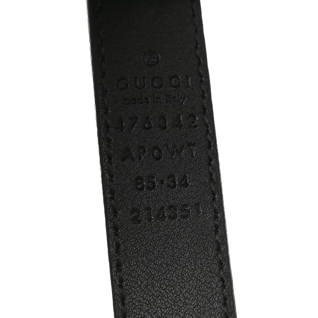 Moon Calfskin Pearl Double G 20mm Belt 85 34 Black Cream