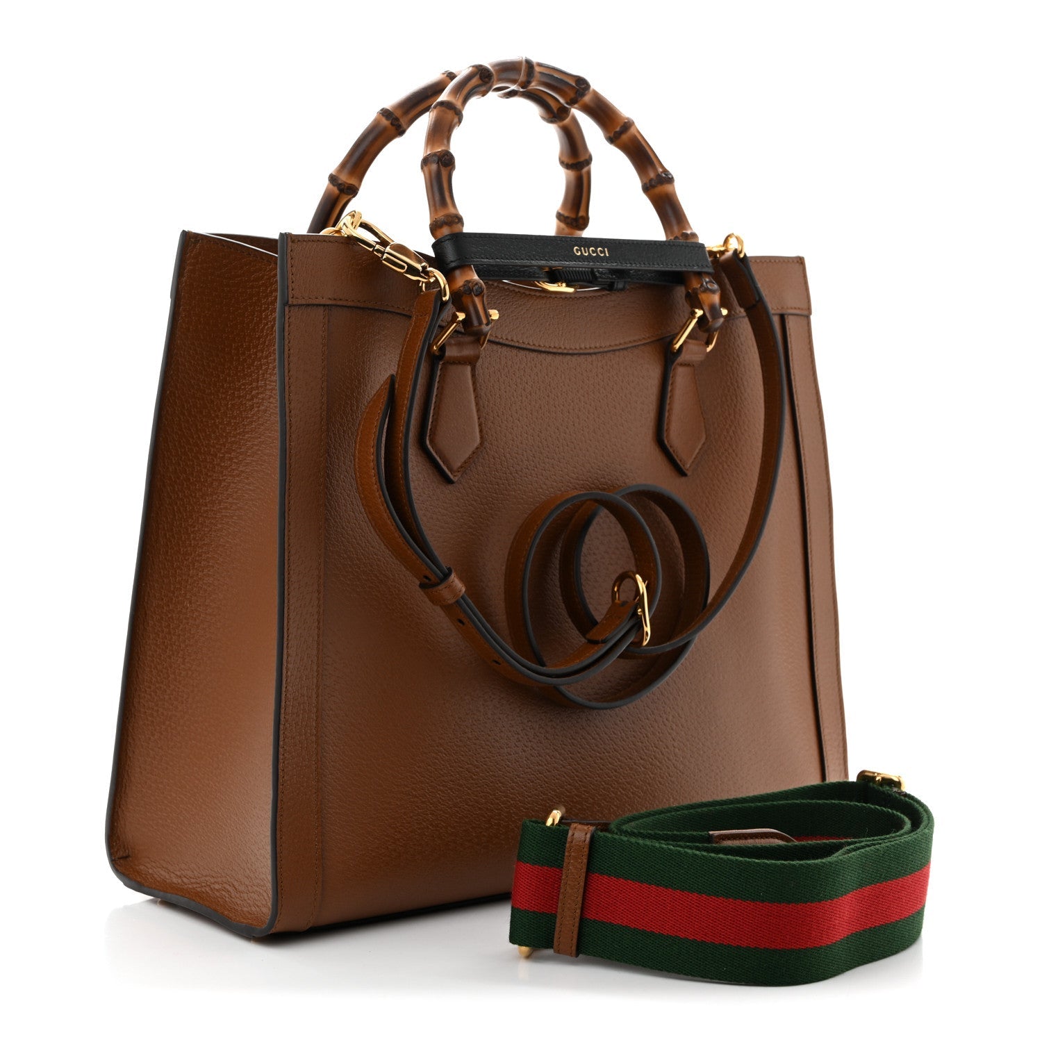 Textured Dollar Calfskin Medium Diana Tote Bag Cuir Black
