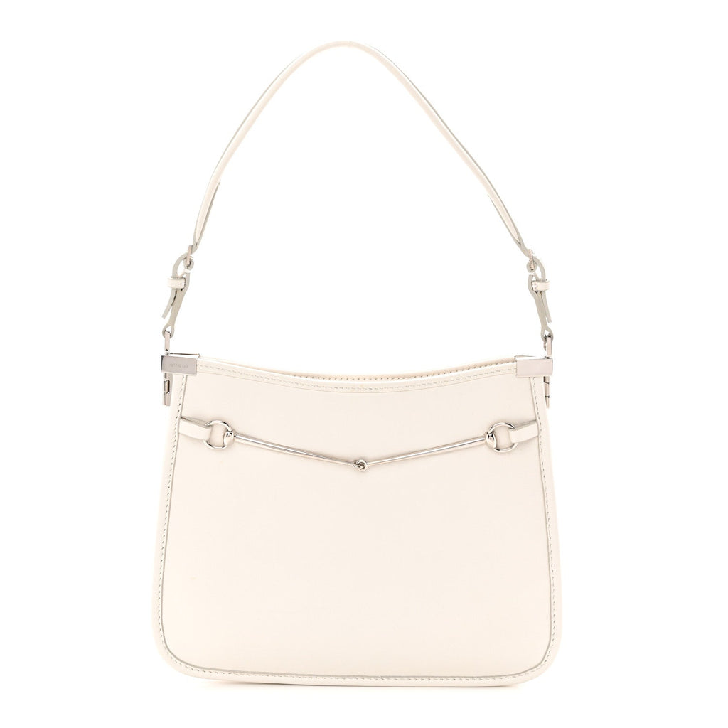 Calfskin Horsebit Slim Shoulder Bag White