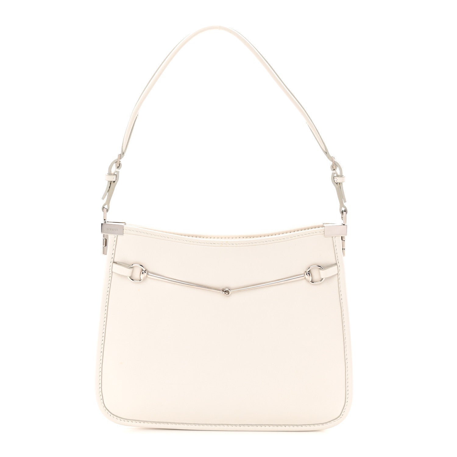 Calfskin Horsebit Slim Shoulder Bag White