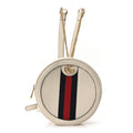 Textured Calfskin Web Mini Ophidia Round Backpack Mystic White