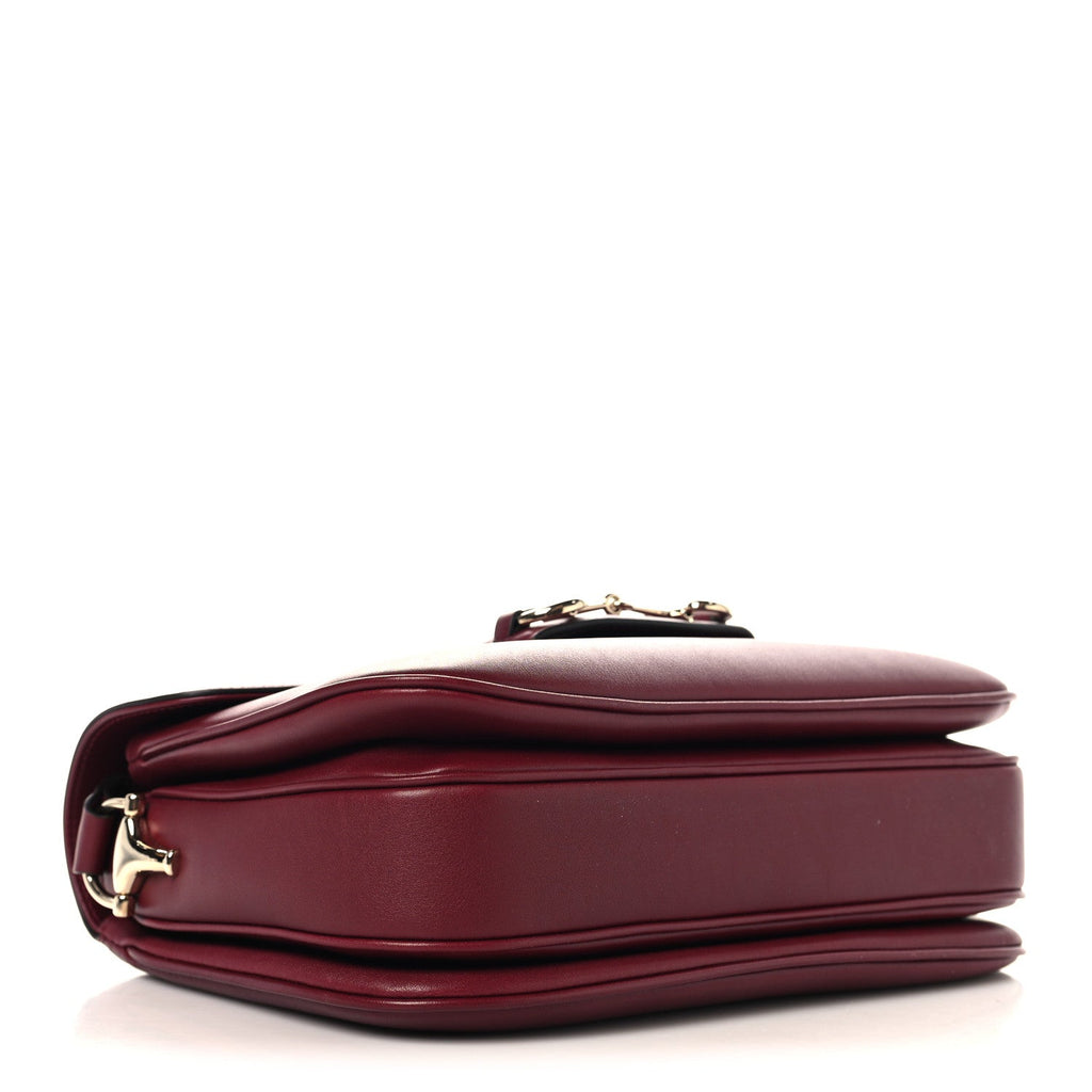 Arabella Calfskin Horsebit 1955 Soft Small Shoulder Bag Rosso Ancora