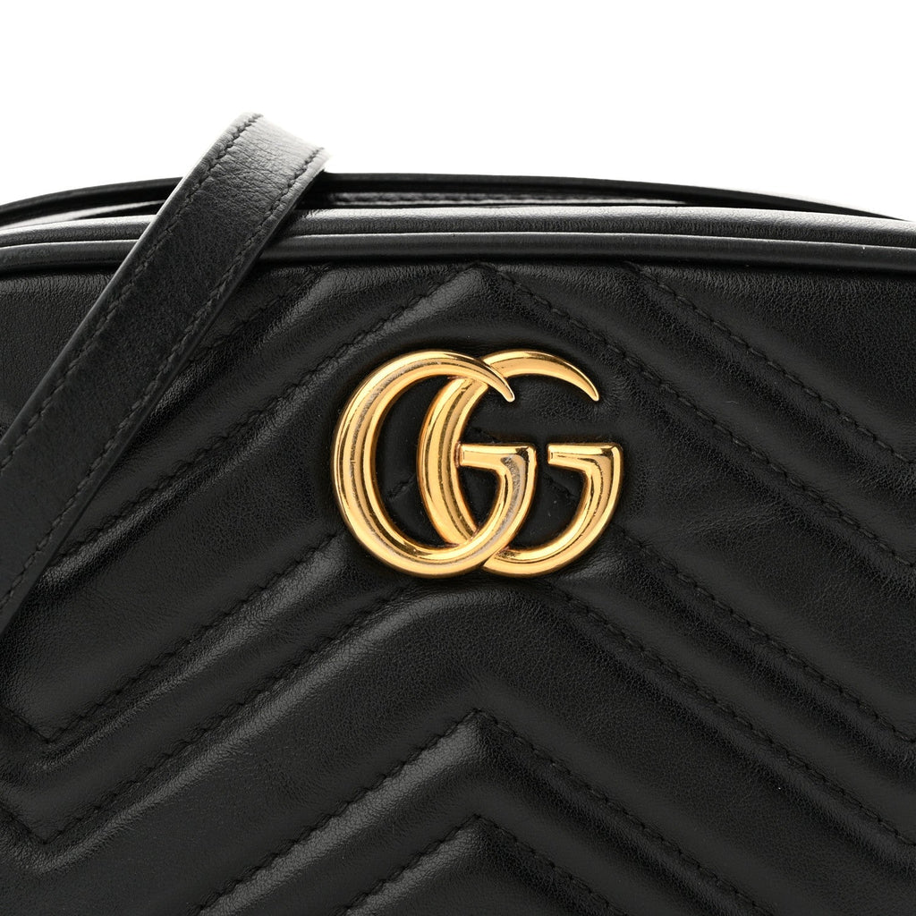 Calfskin Matelasse Mini GG Marmont Chain Shoulder Bag Black