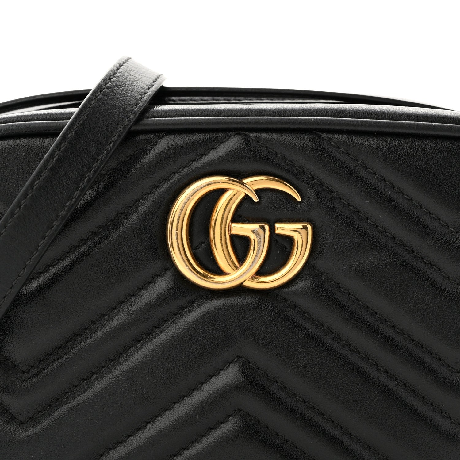 Calfskin Matelasse Mini GG Marmont Chain Shoulder Bag Black