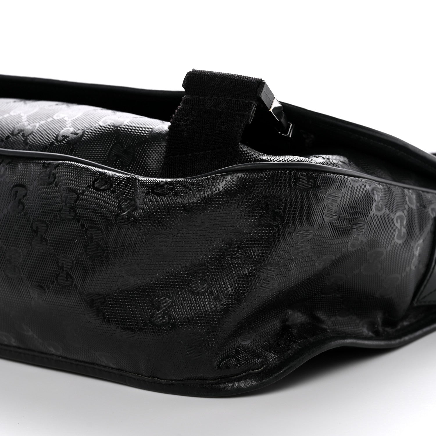 Imprime Monogram Medium Double Buckle Flap Messenger Bag Black