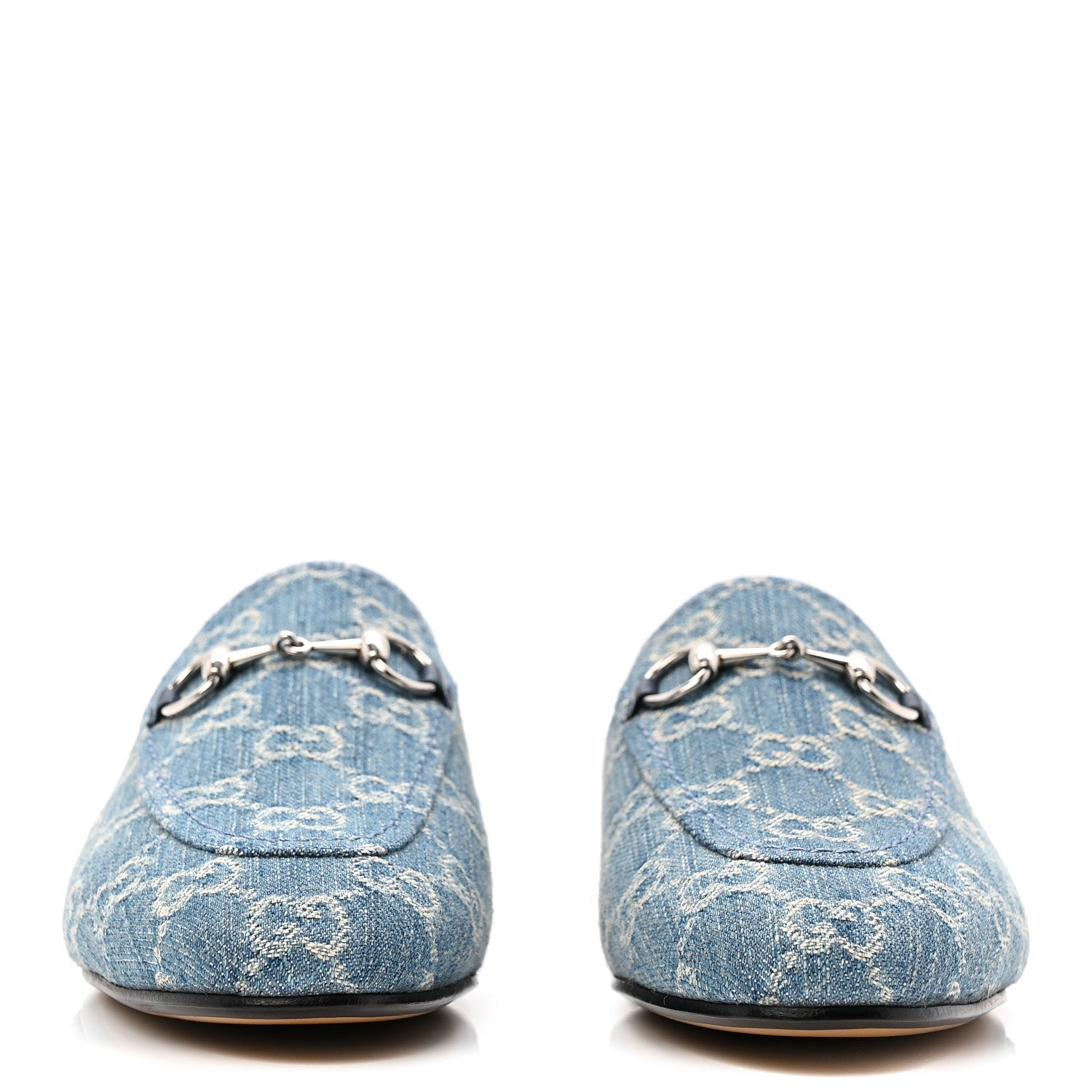 New Denim GG Malaga Kid Womens Princetown Slippers 36.5 Light Blue Royale