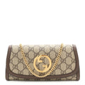 GG Supreme Monogram Textured Dollar Calfskin Blondie Continental Chain Wallet Beige Ebony New Acero