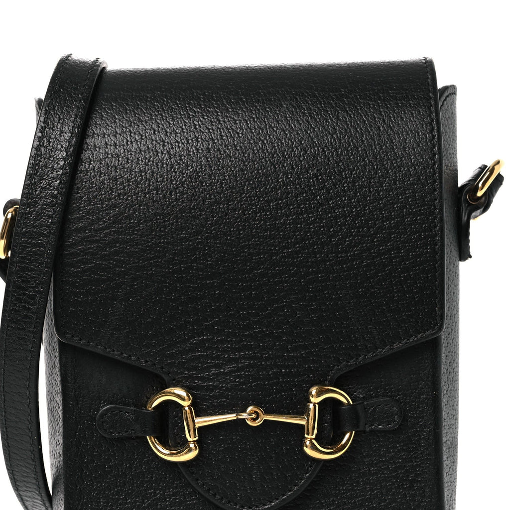 Dollar Calfskin Vertical Horsebit 1955 Crossbody Bag Black