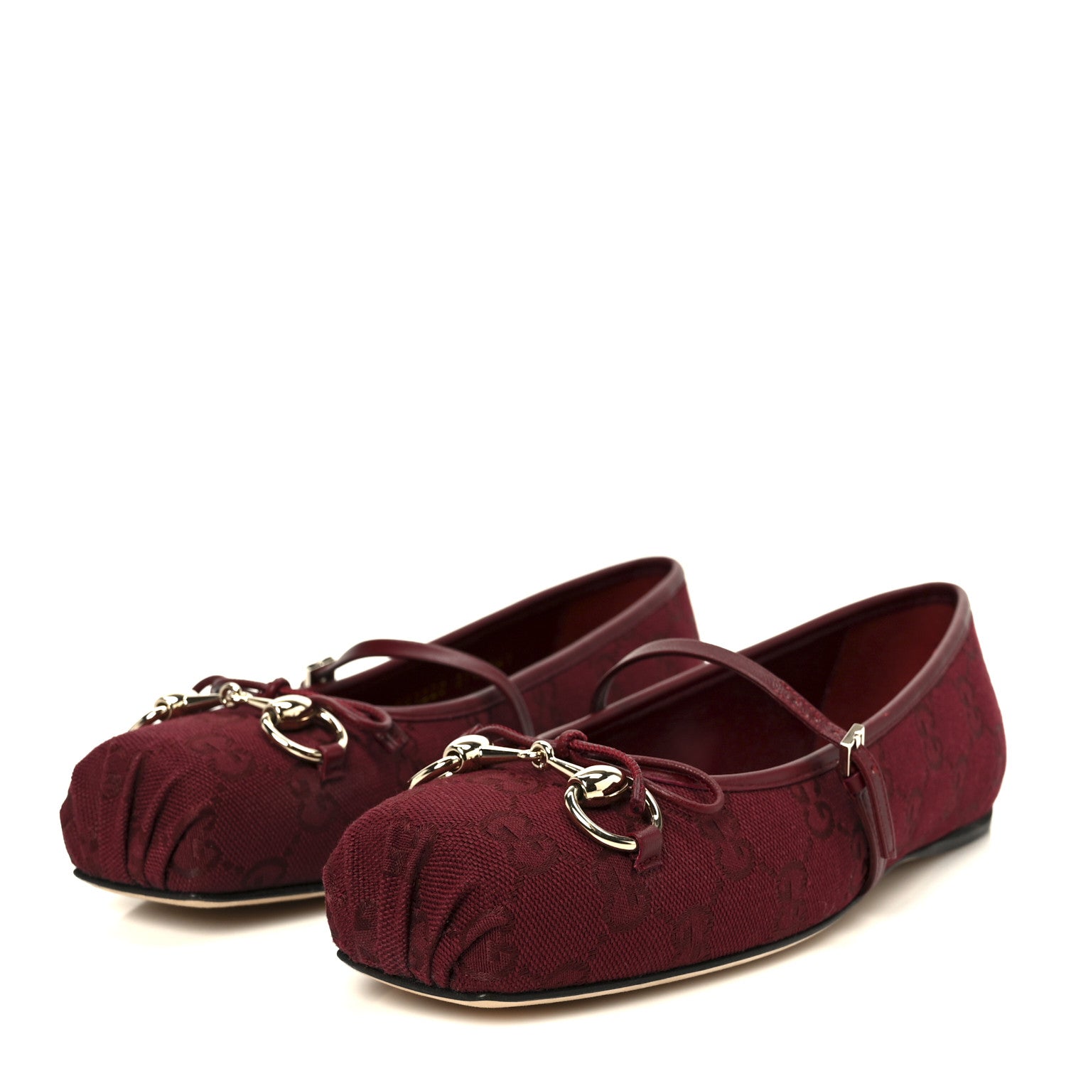 GG Monogram Horsebit Ballet Flats 37.5 Rosso Ancora
