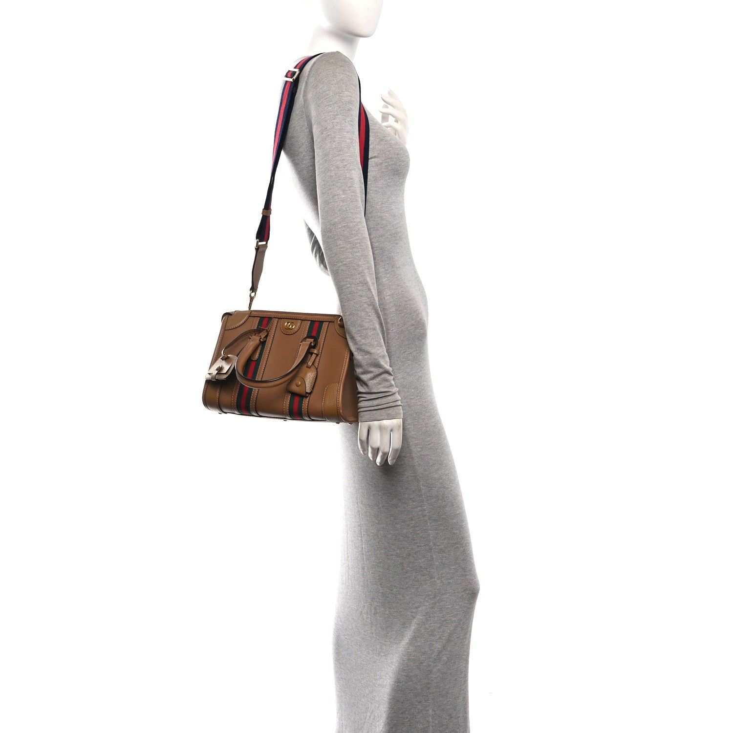 Koi Calfskin Small Bauletto Duffle Top Handle Bag Camel