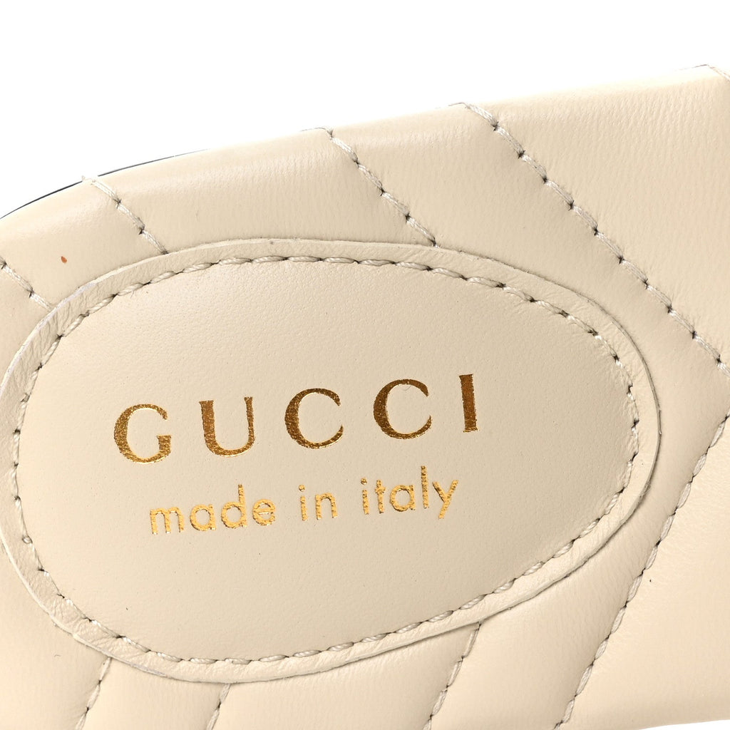 Nappa Matelasse GG Marmont Flat Slide Sandals 36.5 New Ivoire