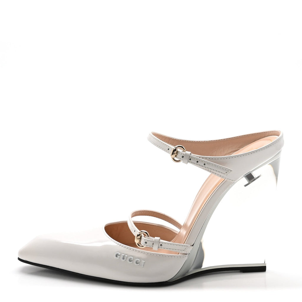 Regent Calfskin Wedge Mules 37 White