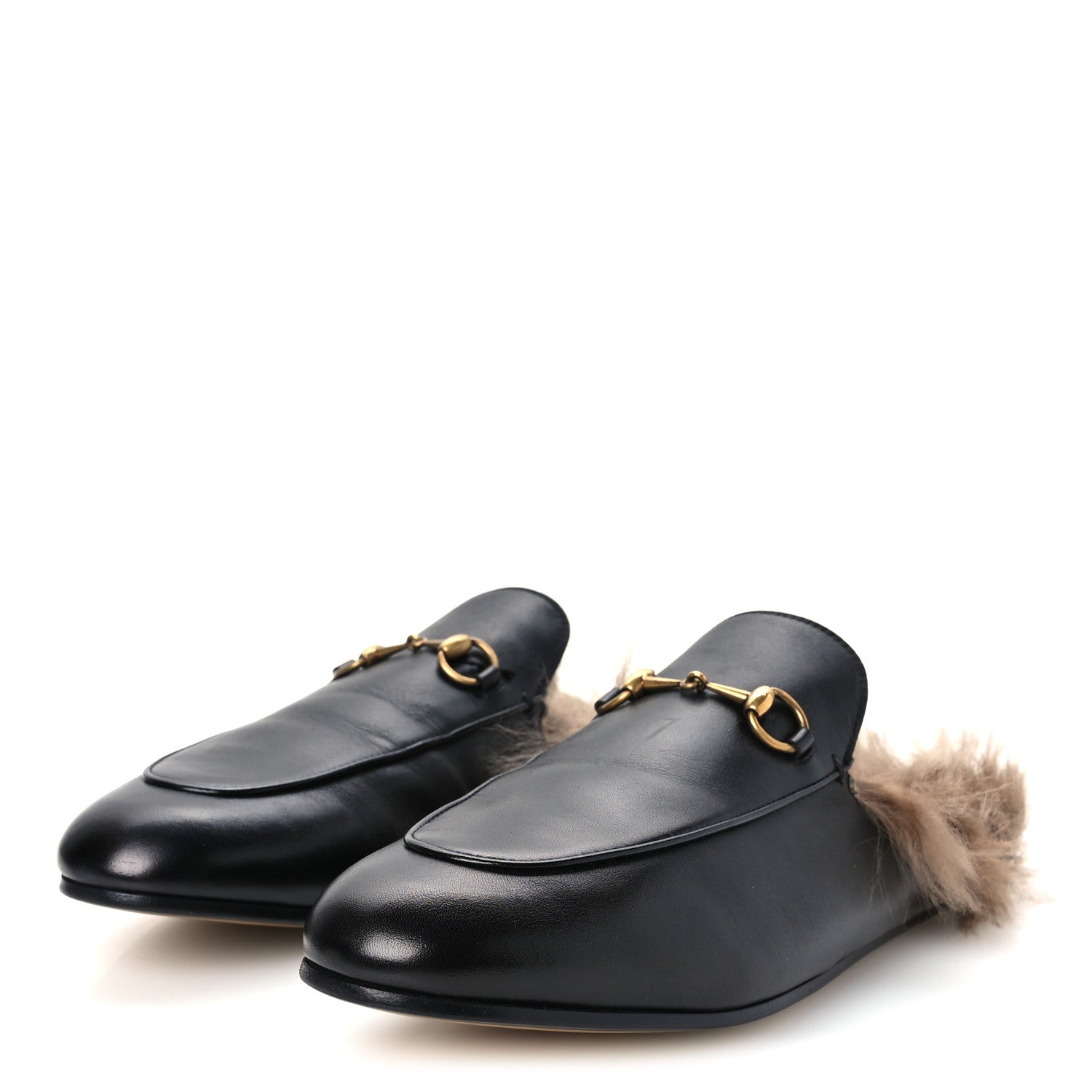 Calfskin Fur Womens Princetown Slippers 42 Black