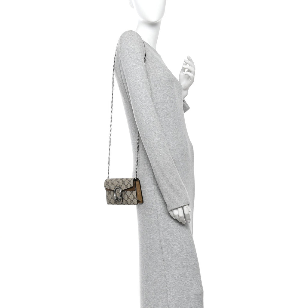 GG Supreme Monogram Super Mini Dionysus Shoulder Bag Taupe