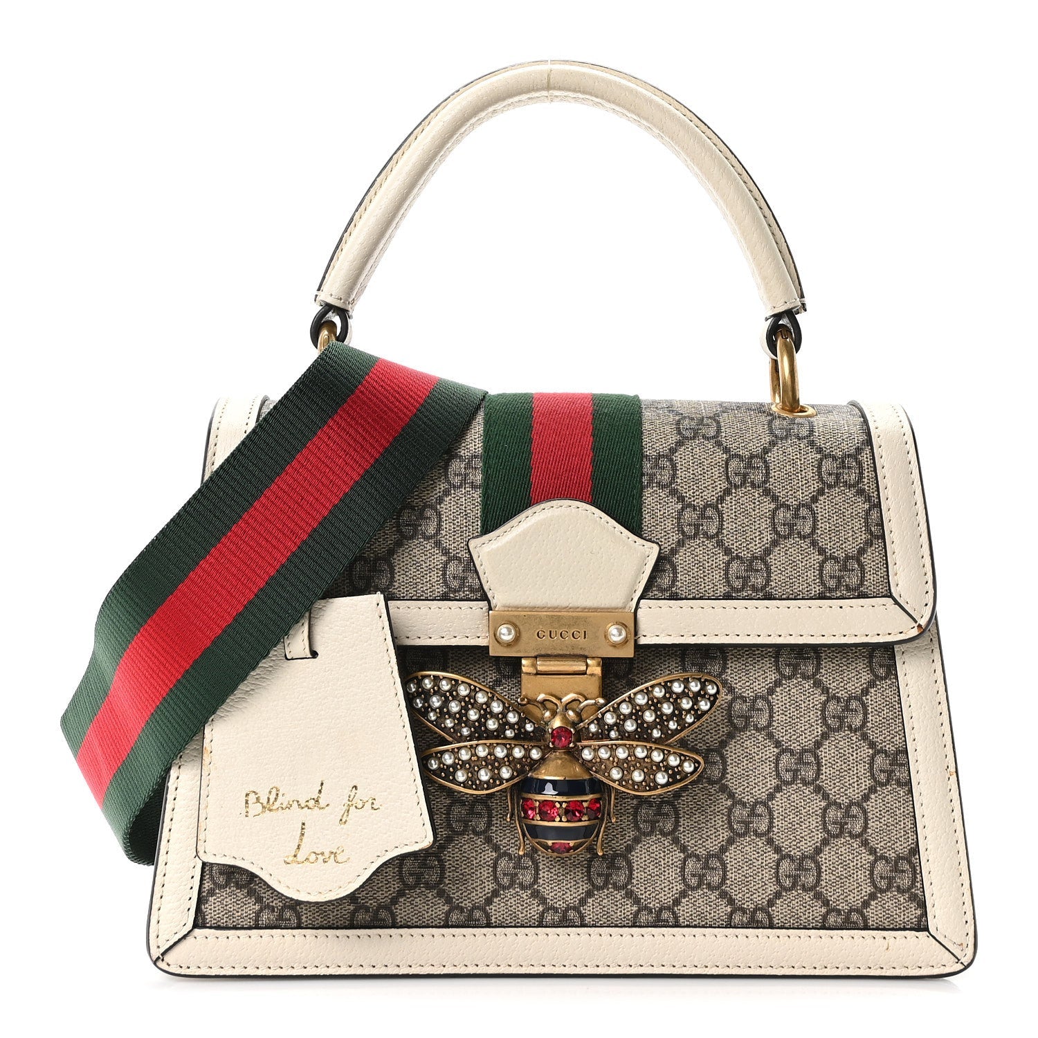 GG Supreme Monogram Small Queen Margaret Top Handle Bag White