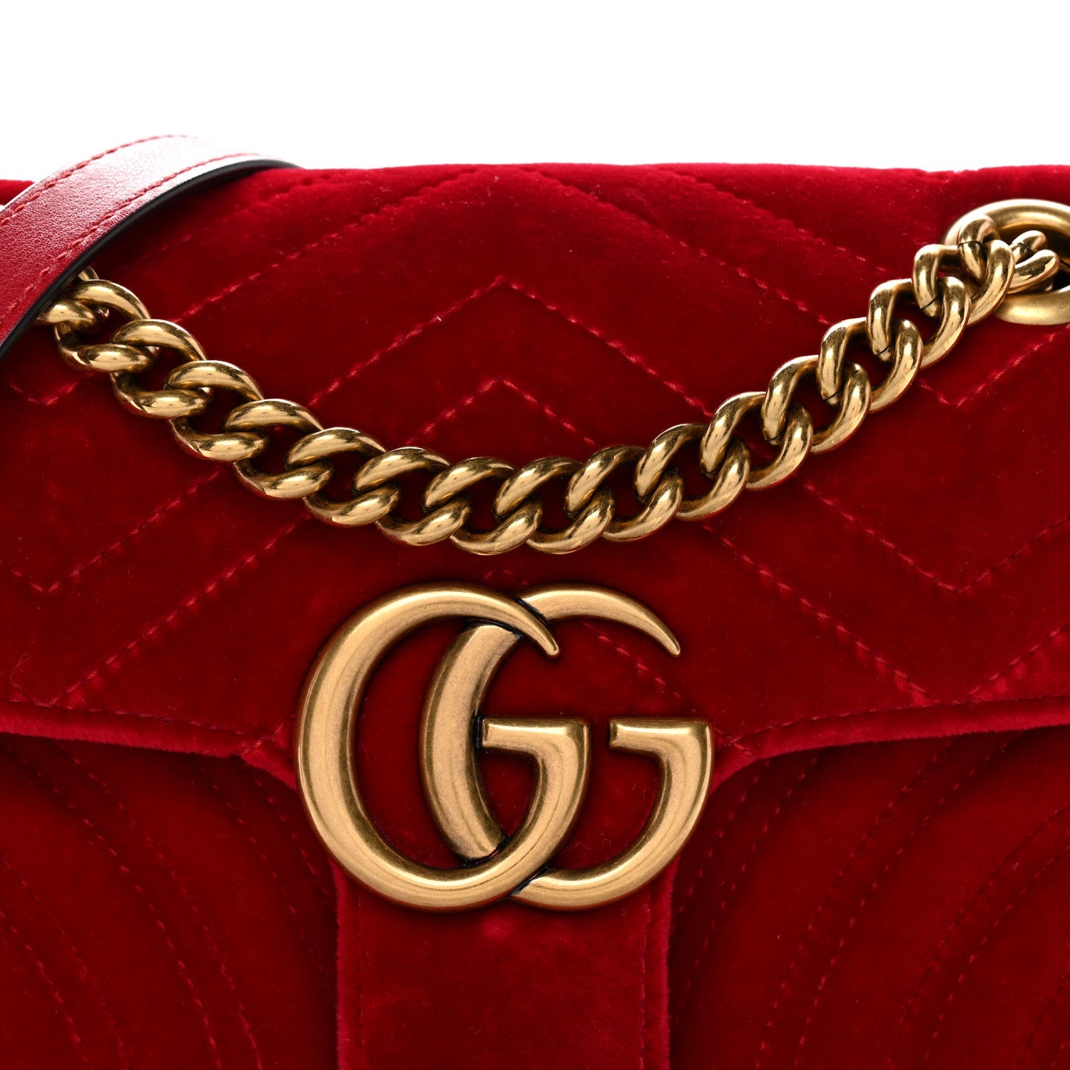 Velvet Matelasse Mini GG Marmont Shoulder Bag Hibiscus Red
