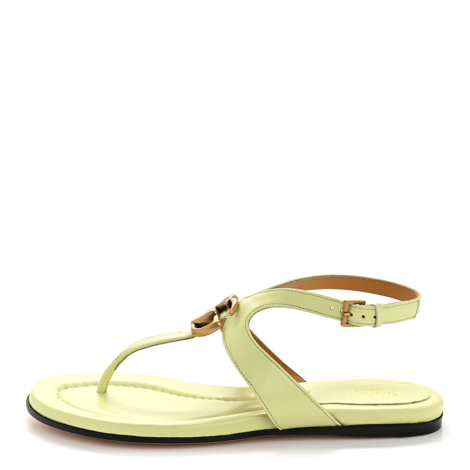 Calfskin Double G Thong Flat Sandals 35 Pistachio Green