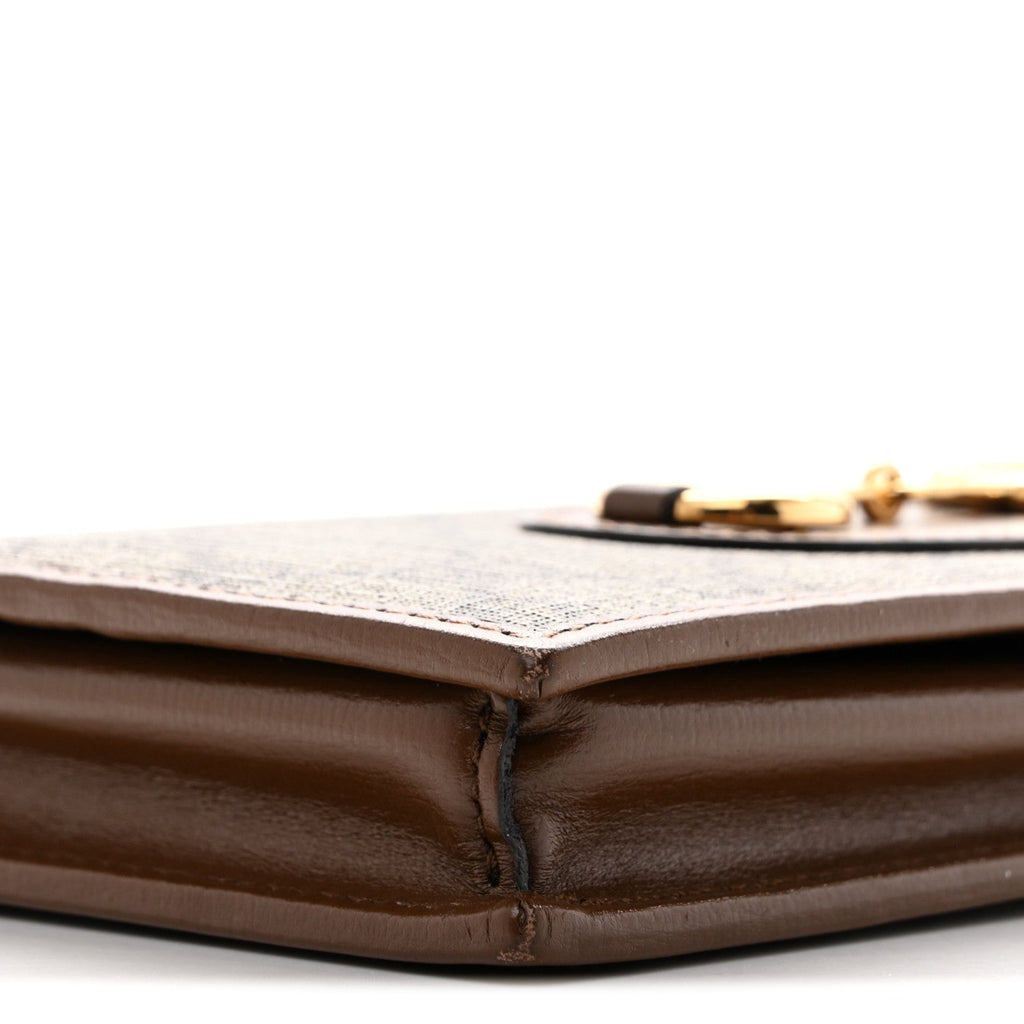 GG Supreme Monogram Azalea Calfskin Horsebit 1955 Wallet On Chain Beige Ebony Brown Sugar