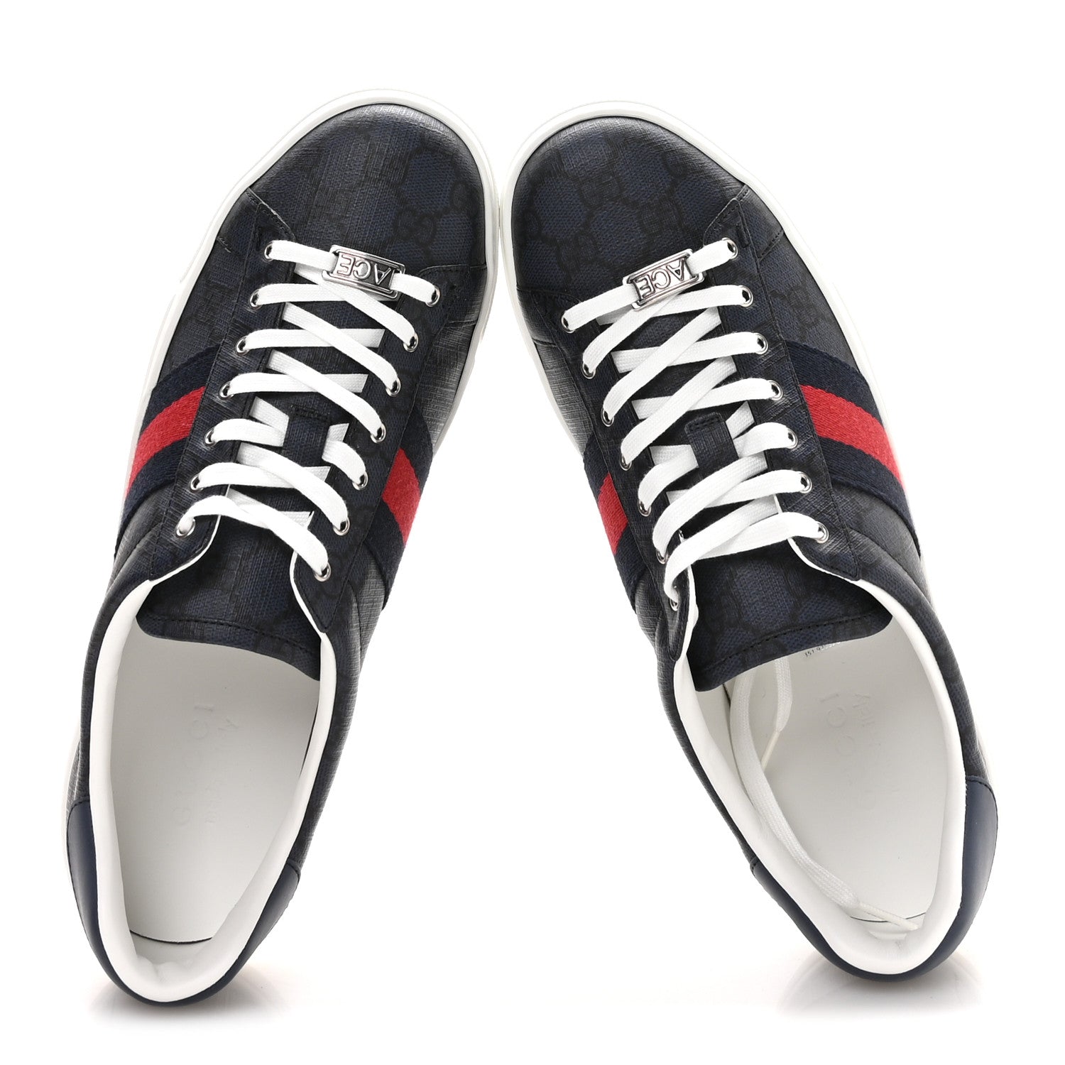 GG Supreme Monogram Web Mens New Ace Sneakers 9.5 Dark Blue