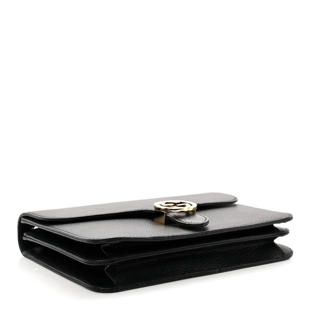 Dollar Calfskin Interlocking G Shoulder Bag Black