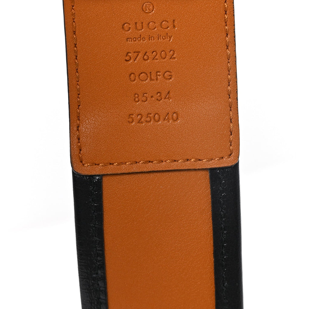 Azalea Calfskin Matelasse Diagonal Torchon Double G 40mm Belt 85 34 Cognac Black