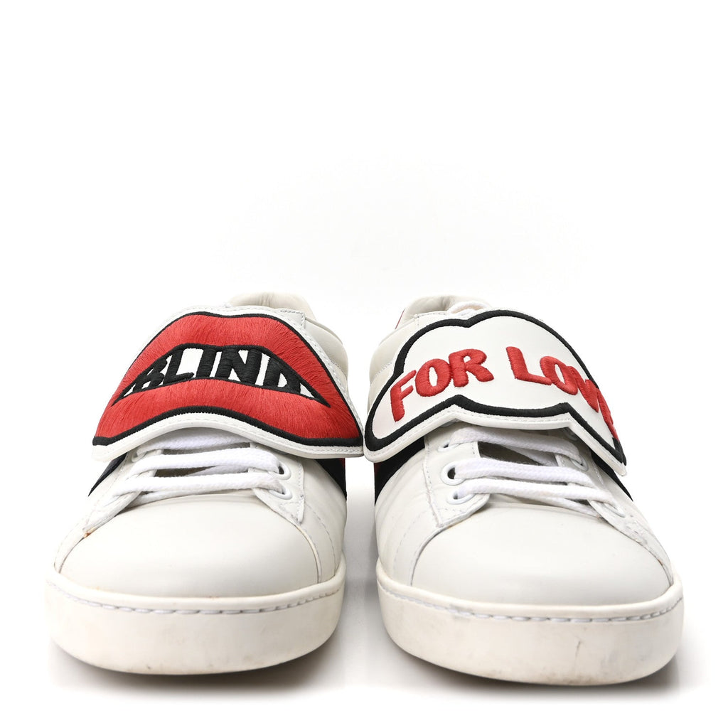 Calfskin Ayers Blind For Love Embroidered Womens Ace Sneakers 39 White
