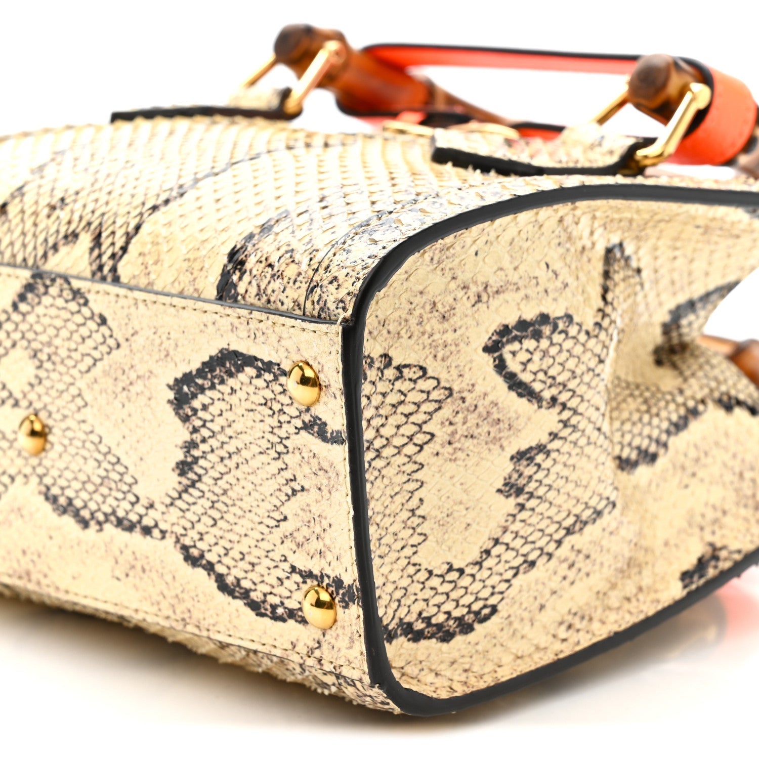 Snakeskin Mini Diana Tote Bag Beige
