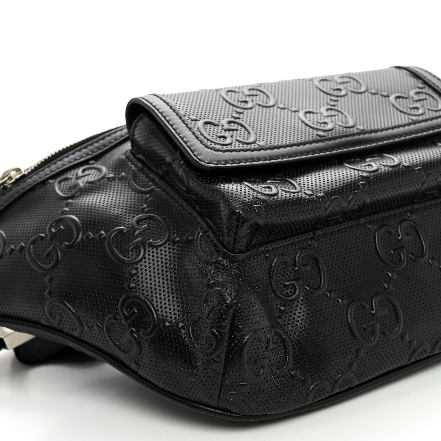 Calfskin GG Tennis Embossed Pocket Belt Bag Black