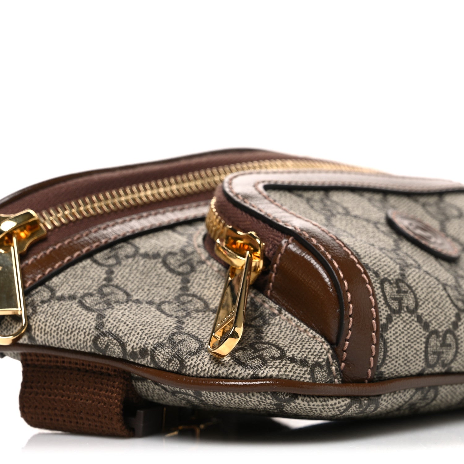 GG Supreme Monogram Textured Calfskin Retro Interlocking G Belt Bag Beige Ebony Brown Sugar