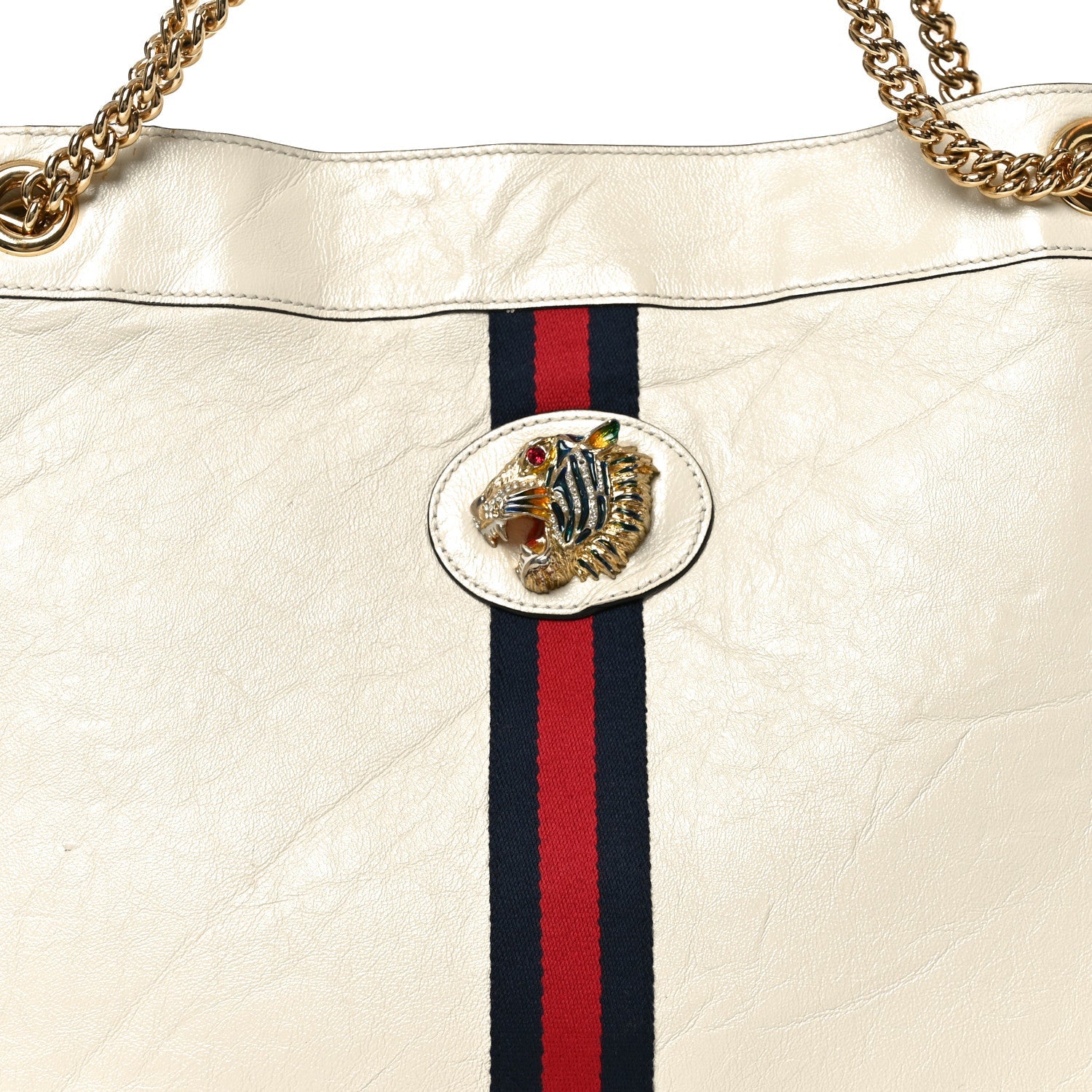 Calfskin Large Rajah Chain Tote White