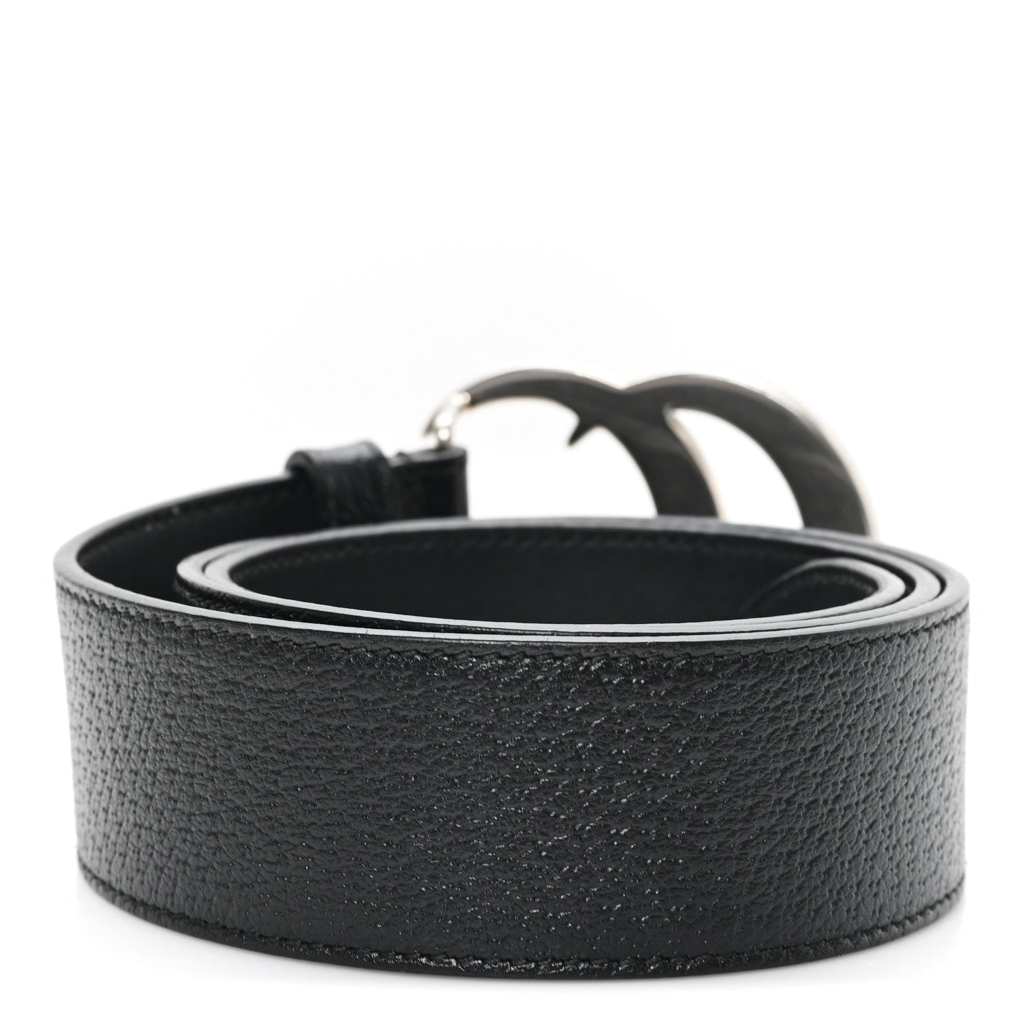 Textured Dollar Calfskin Nickel Double G 40mm Belt 75 30 Black