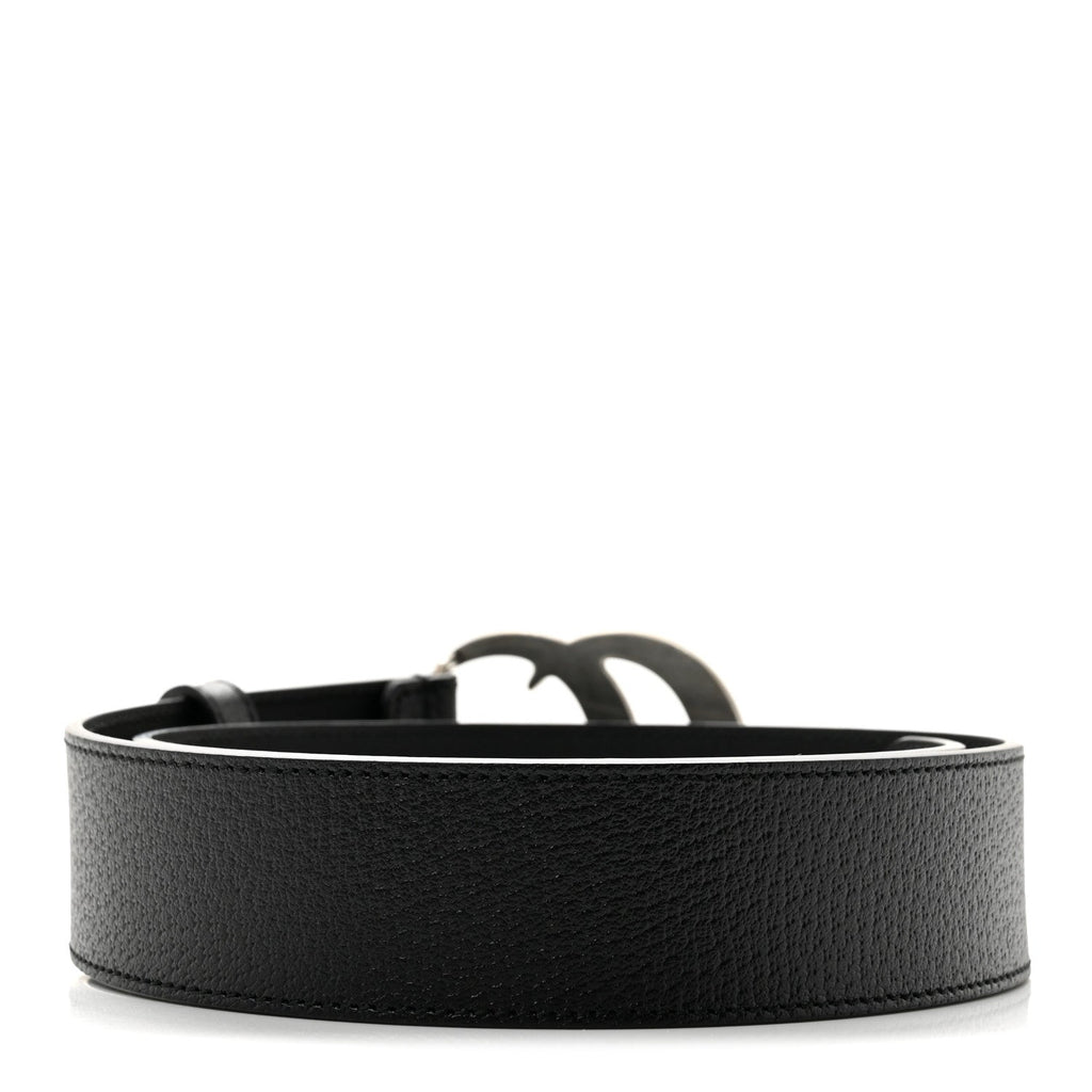 Textured Dollar Calfskin Nickel Double G 40mm Belt 85 34 Black