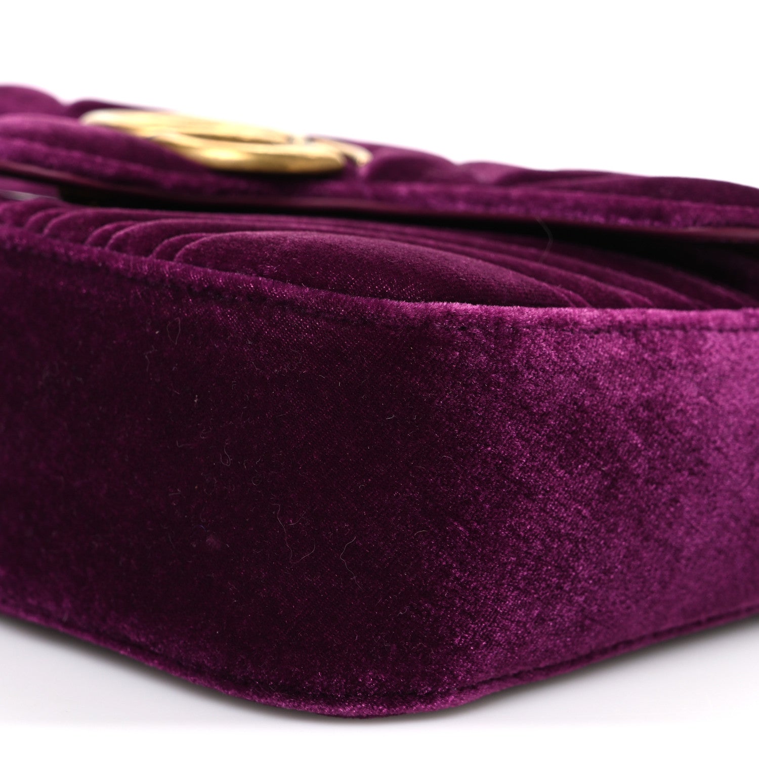 Velvet Matelasse Mini GG Marmont Shoulder Bag Fuchsia Violet Cyclamen