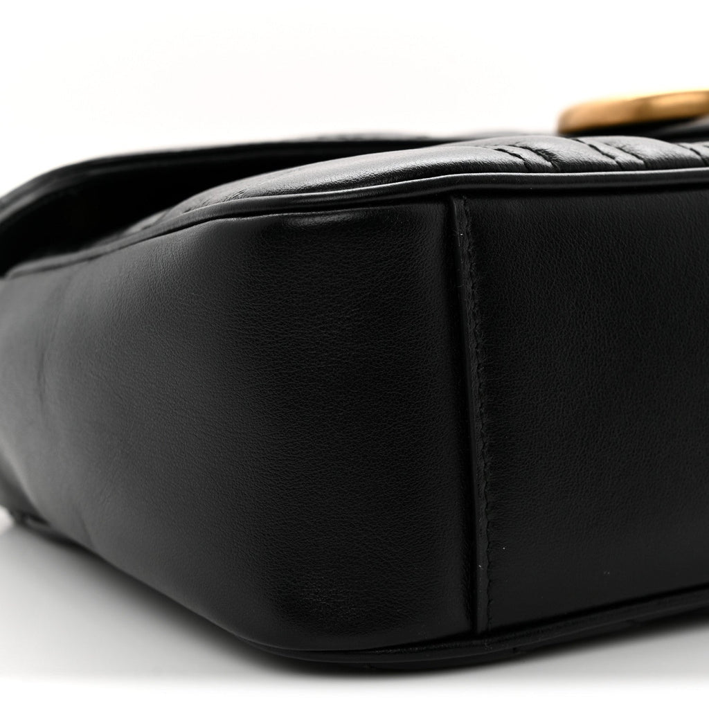 Calfskin Matelasse Small GG Marmont Shoulder Bag Black