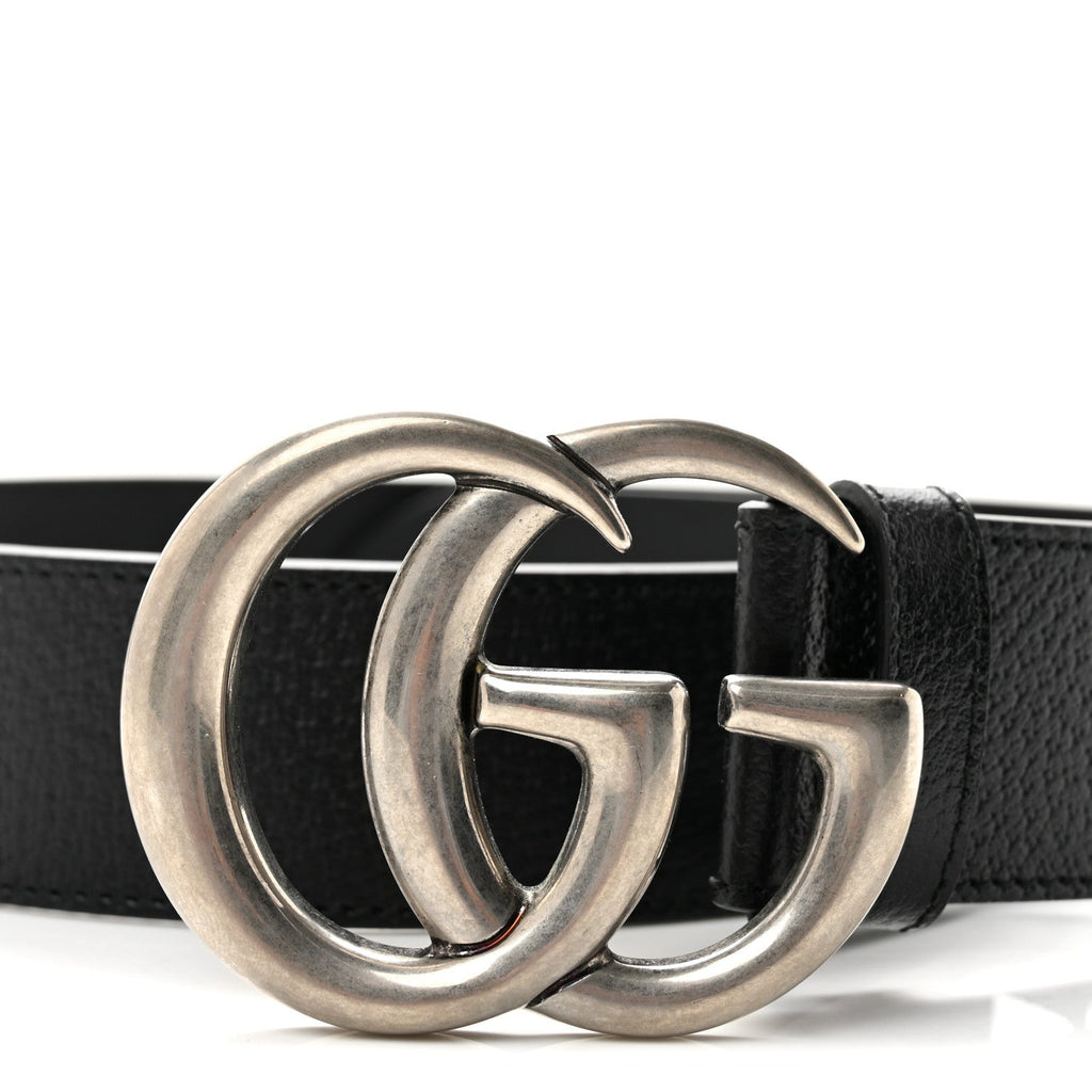 Textured Dollar Calfskin Nickel Double G 40mm Belt 85 34 Black