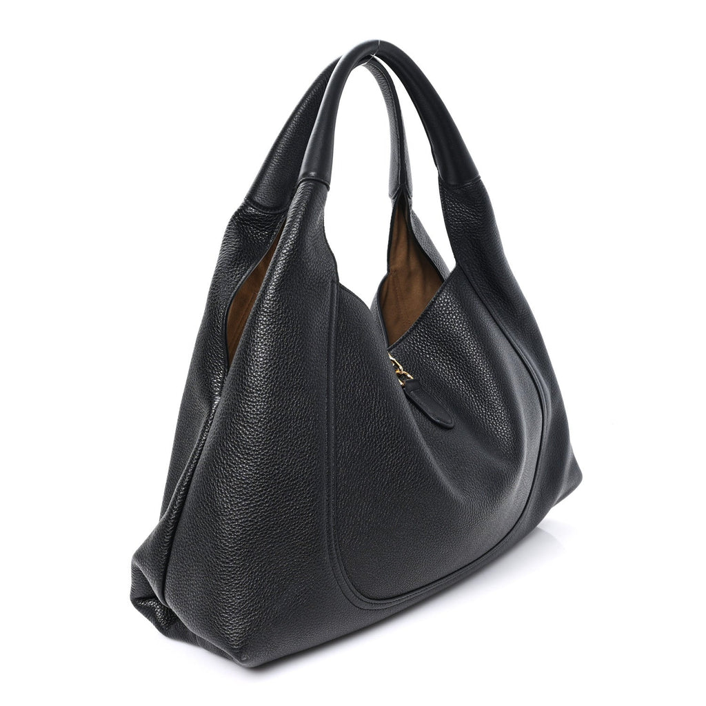 Grained Calfskin Softbit Maxi Shoulder Bag Black