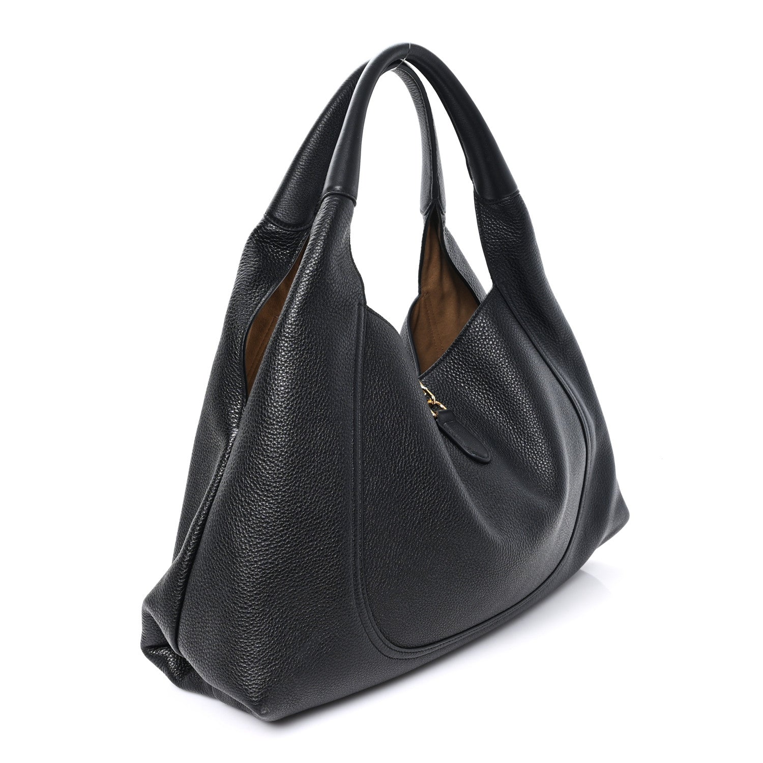 Grained Calfskin Softbit Maxi Shoulder Bag Black