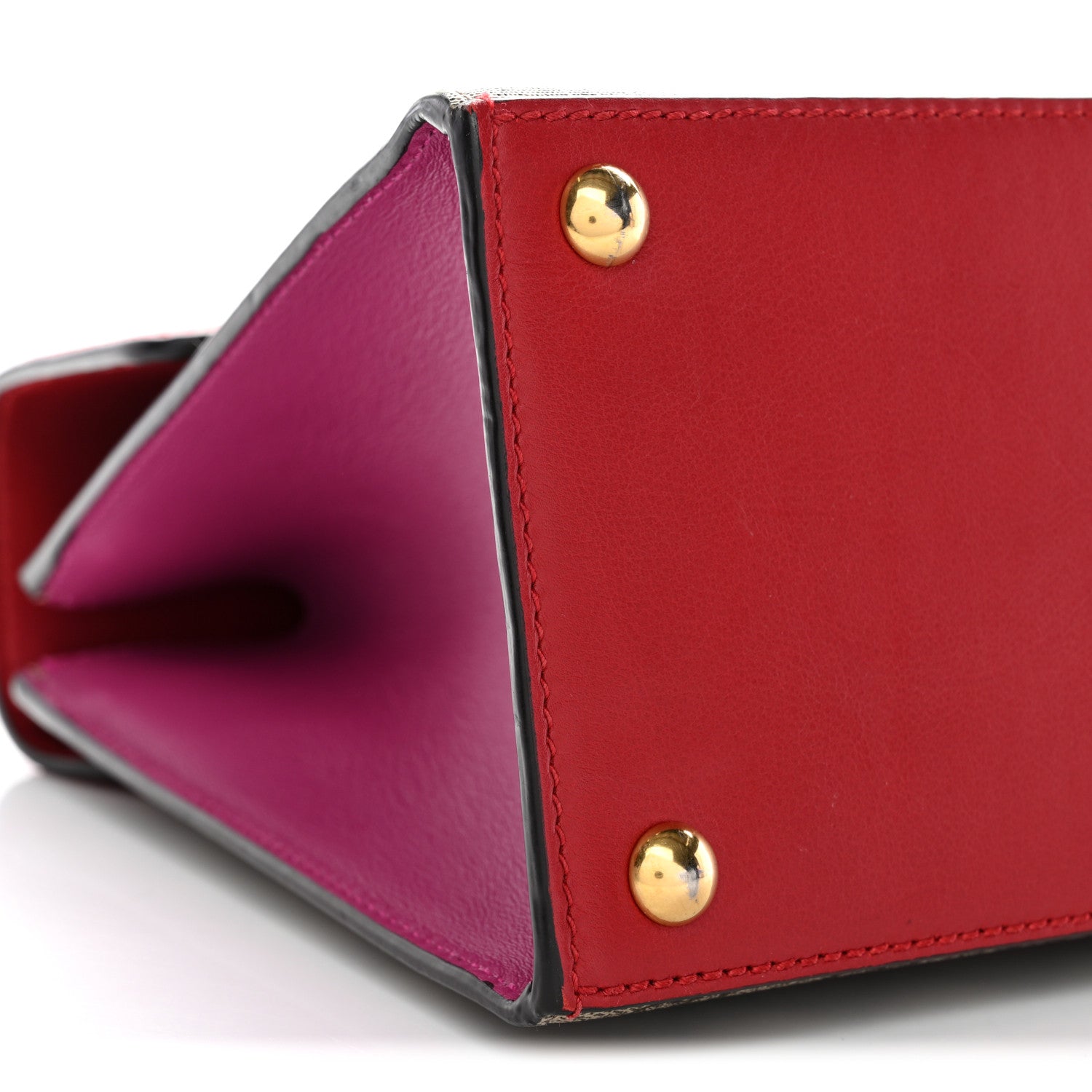 GG Supreme Monogram Calfskin Small Padlock Top Handle Bag Beige Hibiscus Red New Rosette