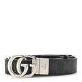GG Supreme Monogram Plutone Calfskin Palladium Double G Reversible 30mm Belt 100 40 Black
