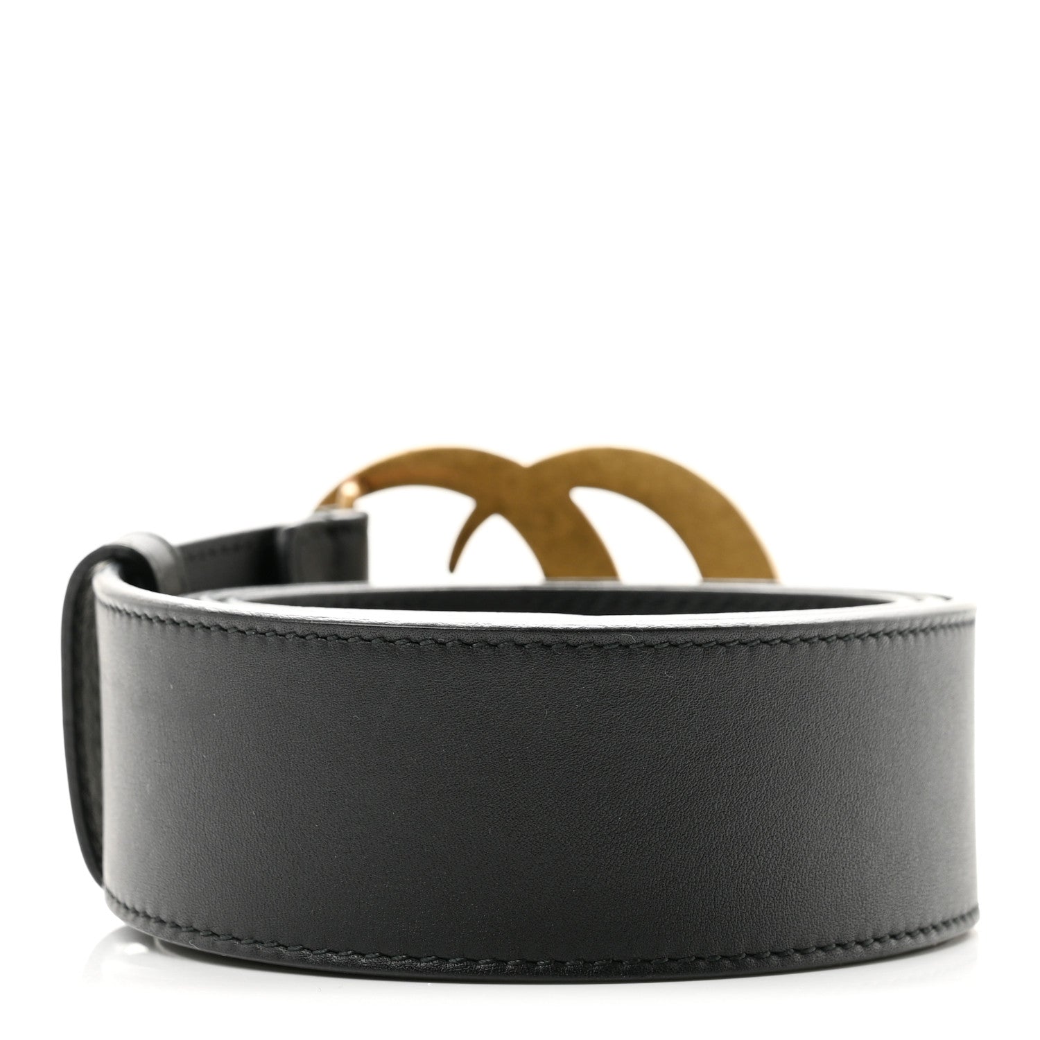 Moon Calfskin Pearl Double G 40mm Belt 90 36 Black Cream