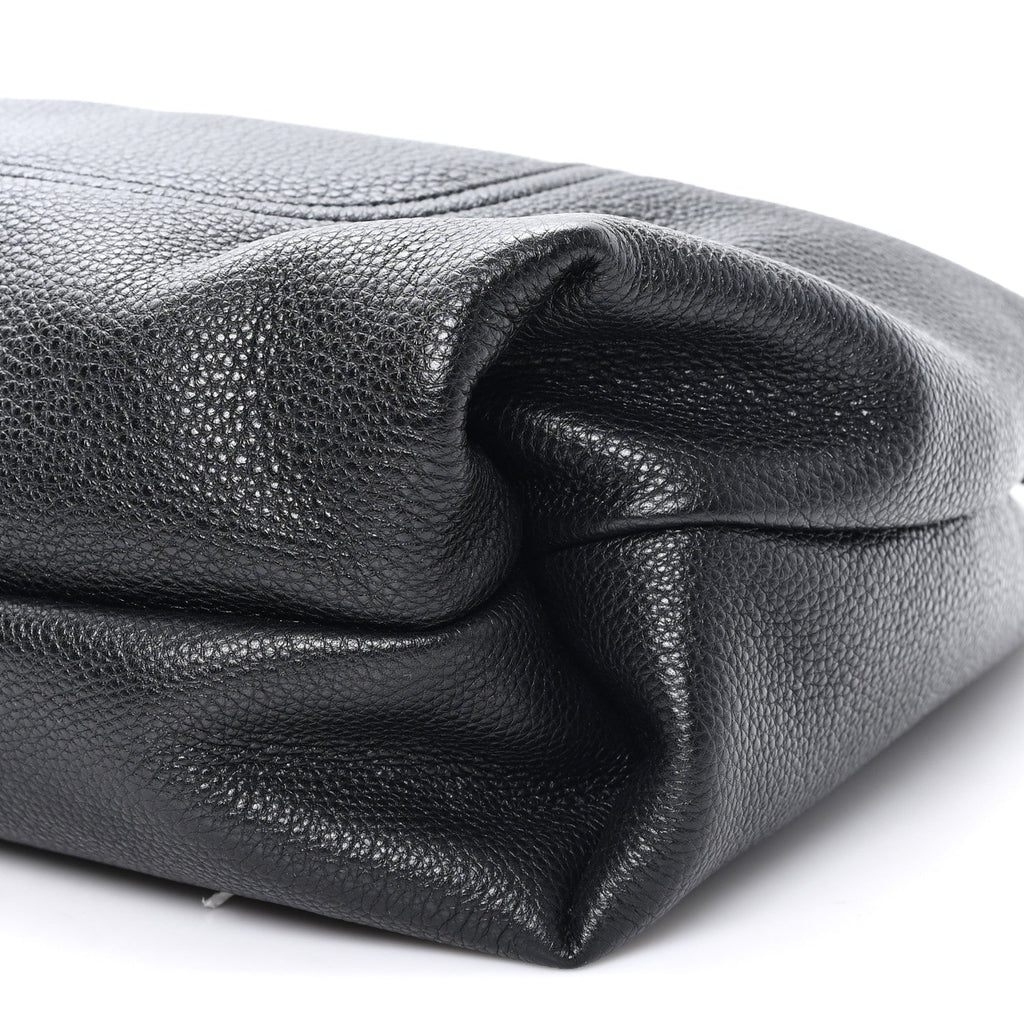 Grained Calfskin Softbit Maxi Shoulder Bag Black
