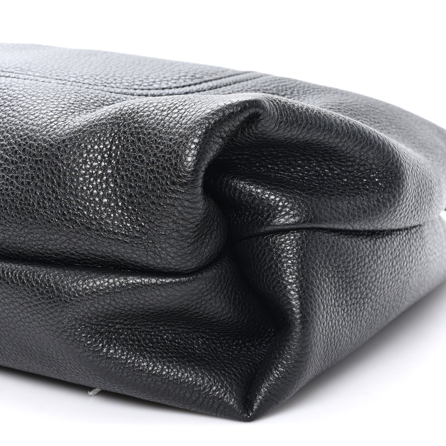 Grained Calfskin Softbit Maxi Shoulder Bag Black