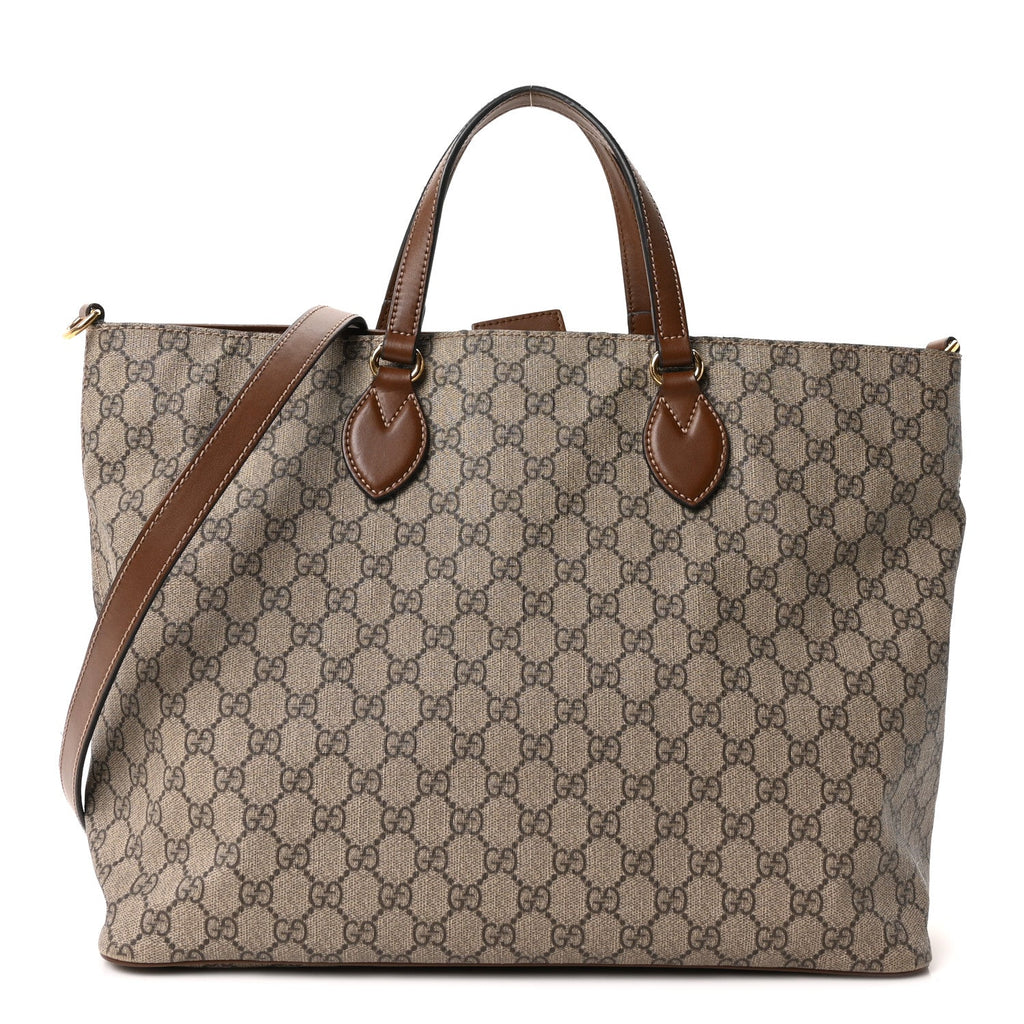 Soft GG Supreme Monogram Medium Crossbody Tote Beige Cuir