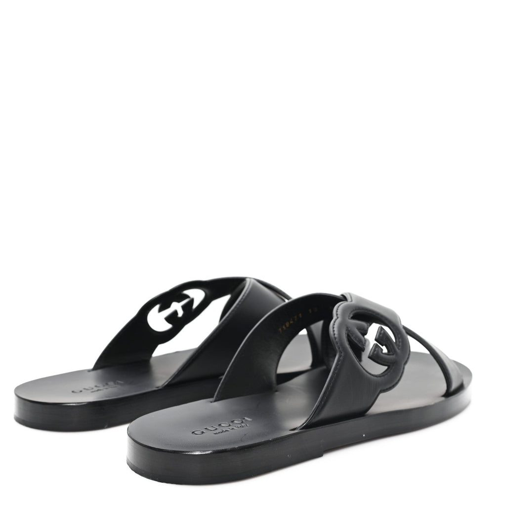 Cosmos Softy Calfskin Interlocking G Sandals 12 Black